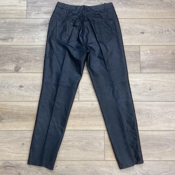 Bagatelle Real Black‎ Leather Pants High Rise Biker Punk Grunge Womens Vintage - Picture 6 of 15